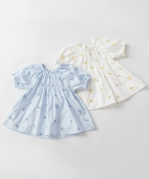 BRANSHES（ブランシェス）の「【おそろい】花刺しゅうブラウス（シャツ/ブラウス・キッズ・オフホワイト/ブルー・80/110/140/130/150/120/90/100）」の21枚目の写真