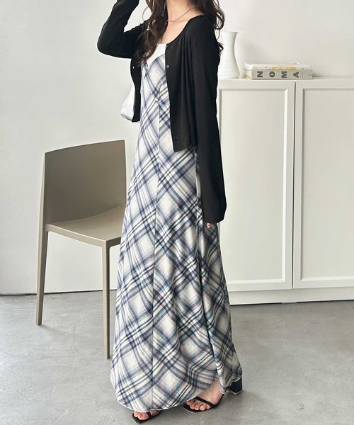 GeeRA（ジーラ）の「シアーチェックマーメイド風キャミワンピース（ワンピース・レディース・ブラック/ネイビー・MEDIUM/LARGE/X-LARGE）」の22枚目の写真