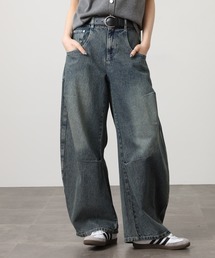 デニムバレルレッグパンツ