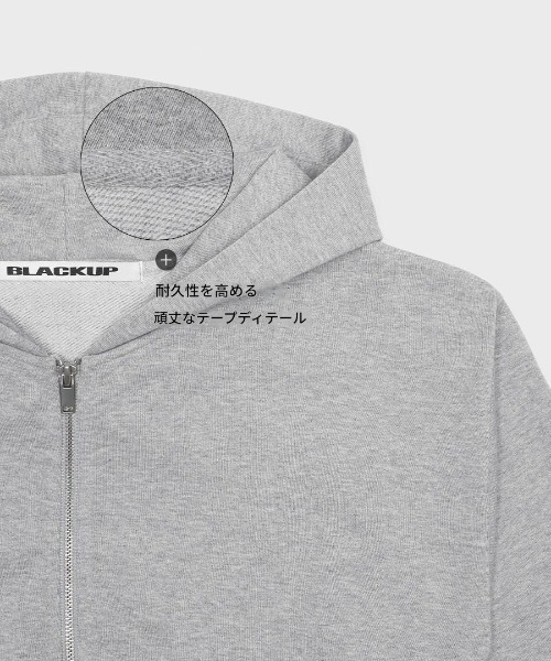 BLACKUP（ブラックアップ）の「[B-BASIC] ミッドスウェットフードジップアップ（パーカー・レディース・ブラック/ホワイト系/グレー・FREE）」の6枚目の写真