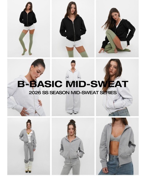 BLACKUP（ブラックアップ）の「[B-BASIC] ミッドスウェットフードジップアップ（パーカー・レディース・ブラック/ホワイト系/グレー・FREE）」の4枚目の写真