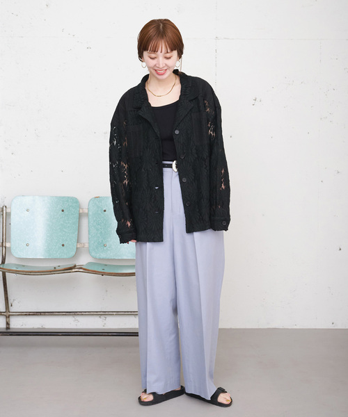 B.C STOCK(ベーセーストック)の「【ZOZO限定】手洗い可 / レースジャケット(シャツ/ブラウス・レディース・ブラック/アイボリー・FREE)」の3枚目の写真