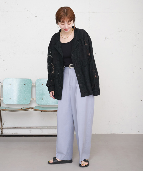 B.C STOCK(ベーセーストック)の「【ZOZO限定】手洗い可 / レースジャケット(シャツ/ブラウス・レディース・ブラック/アイボリー・FREE)」の4枚目の写真