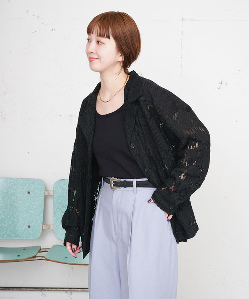 B.C STOCK(ベーセーストック)の「【ZOZO限定】手洗い可 / レースジャケット(シャツ/ブラウス・レディース・ブラック/アイボリー・FREE)」の7枚目の写真