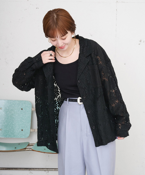 B.C STOCK(ベーセーストック)の「【ZOZO限定】手洗い可 / レースジャケット(シャツ/ブラウス・レディース・ブラック/アイボリー・FREE)」の8枚目の写真