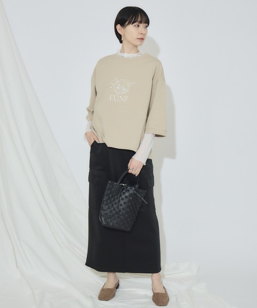 Paradise Picnic(パラダイスピクニック)の「cloche 猫プリント5分袖トップス(Tシャツ/カットソー・レディース・ホワイト/ベージュ/チャコールグレー・FREE)」の18枚目の写真