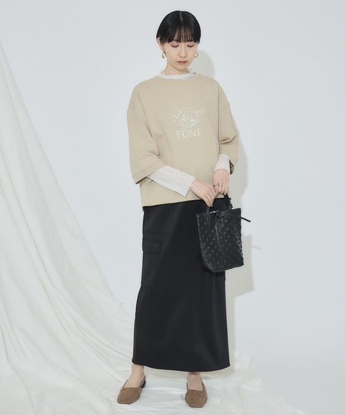 Paradise Picnic(パラダイスピクニック)の「cloche 猫プリント5分袖トップス(Tシャツ/カットソー・レディース・ホワイト/ベージュ/チャコールグレー・FREE)」の19枚目の写真
