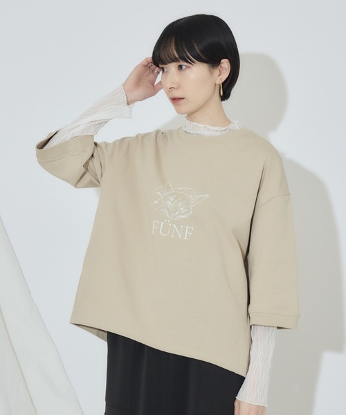 Paradise Picnic(パラダイスピクニック)の「cloche 猫プリント5分袖トップス(Tシャツ/カットソー・レディース・ホワイト/ベージュ/チャコールグレー・FREE)」の20枚目の写真