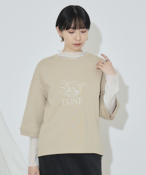 Paradise Picnic(パラダイスピクニック)の「cloche 猫プリント5分袖トップス(Tシャツ/カットソー・レディース・ホワイト/ベージュ/チャコールグレー・FREE)」の22枚目の写真