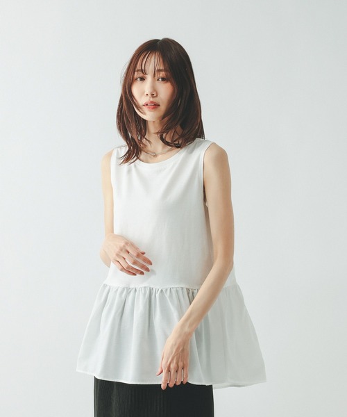 GLOBAL WORK（グローバルワーク）の「ヘビロッTEE裾切り替えタンク/636762（タンクトップ・レディース・ホワイト/ホワイト系その他2・MEDIUM/LARGE）」の11枚目の写真
