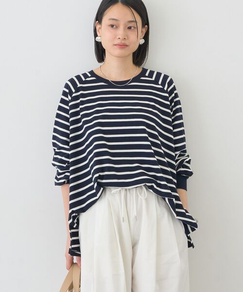 AMERICAN HOLIC(アメリカンホリック)の「フレアラグランボーダーロンT(Tシャツ/カットソー・レディース・ブラウン/ネイビー/オフホワイト・L/M)」の4枚目の写真