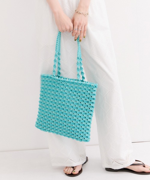 The Bagmati（ザバグマティ）の「【The Bagmati/バグマティ】コード編みバッグ（トートバッグ・レディース・オレンジ系/ピンク系/ブラウン系/ブルー系/ブラック系・FREE）」の3枚目の写真