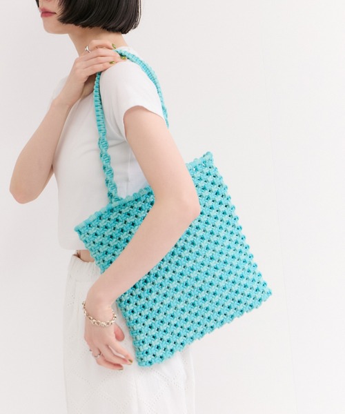 The Bagmati（ザバグマティ）の「【The Bagmati/バグマティ】コード編みバッグ（トートバッグ・レディース・オレンジ系/ピンク系/ブラウン系/ブルー系/ブラック系・FREE）」の10枚目の写真