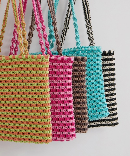 The Bagmati（ザバグマティ）の「【The Bagmati/バグマティ】コード編みバッグ（トートバッグ・レディース・オレンジ系/ピンク系/ブラウン系/ブルー系/ブラック系・FREE）」の6枚目の写真