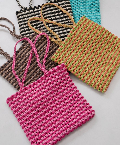 The Bagmati（ザバグマティ）の「【The Bagmati/バグマティ】コード編みバッグ（トートバッグ・レディース・オレンジ系/ピンク系/ブラウン系/ブルー系/ブラック系・FREE）」の14枚目の写真