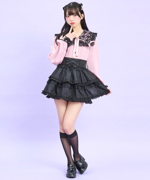 Secret Honey（シークレットハニー）の「オーガンジーティアードスカパン（スカート・レディース・オフホワイト/ブラック・MEDIUM）」の11枚目の写真
