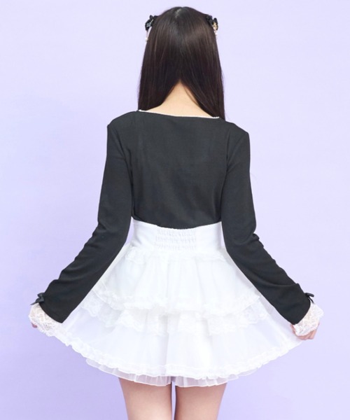 Secret Honey（シークレットハニー）の「オーガンジーティアードスカパン（スカート・レディース・オフホワイト/ブラック・MEDIUM）」の10枚目の写真