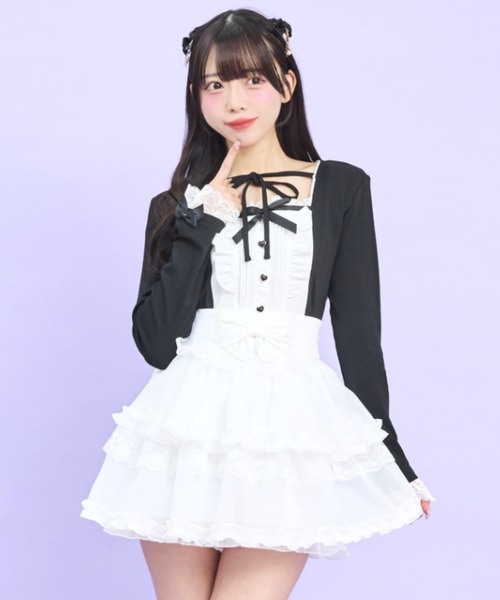Secret Honey（シークレットハニー）の「オーガンジーティアードスカパン（スカート・レディース・オフホワイト/ブラック・MEDIUM）」の9枚目の写真