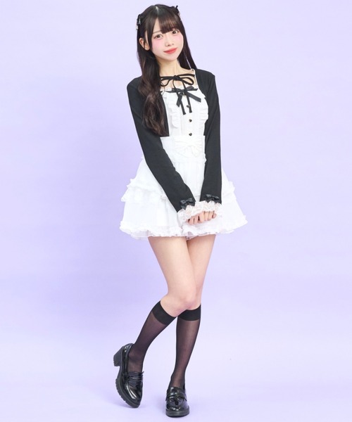 Secret Honey（シークレットハニー）の「オーガンジーティアードスカパン（スカート・レディース・オフホワイト/ブラック・MEDIUM）」の8枚目の写真