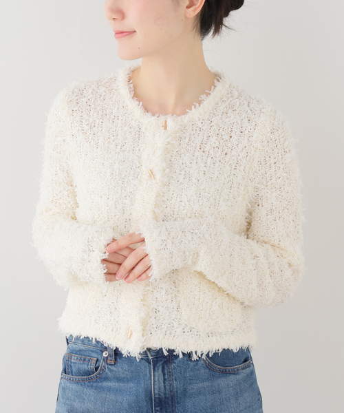 La TOTALITE（ラトータリテ）の「【洗える】ツイードニットカーディガン（ニット/セーター・レディース・ブラック/オートミール/ブルー・FREE）」の2枚目の写真