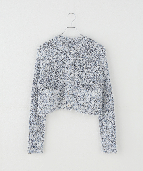 La TOTALITE（ラトータリテ）の「【洗える】ツイードニットカーディガン（ニット/セーター・レディース・ブラック/オートミール/ブルー・FREE）」の3枚目の写真