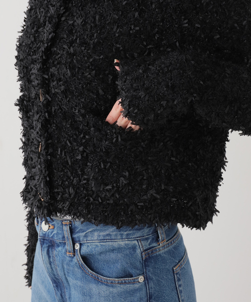 La TOTALITE（ラトータリテ）の「【洗える】ツイードニットカーディガン（ニット/セーター・レディース・ブラック/オートミール/ブルー・FREE）」の11枚目の写真