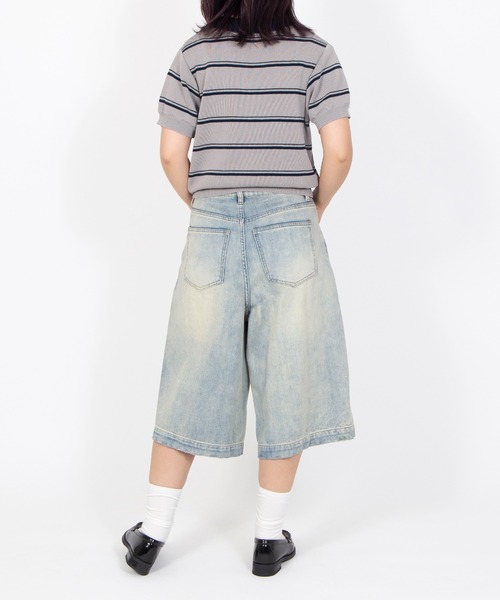PUNYUS(プニュズ)の「デザインデニムハーフパンツ(デニムパンツ・レディース・ブラック/ブルー系その他・5/4/3/2/1)」の3枚目の写真