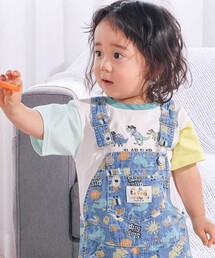 SLAP SLIP（スラップスリップ）の「恐竜くるま宇宙船総柄7分丈サロペット(80~110cm)（サロペット/オーバーオール）」