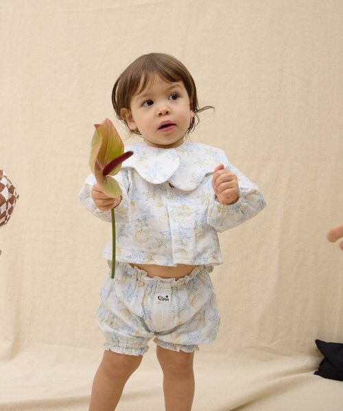 CIAOPANIC TYPY(チャオパニックティピー)の「【BABY】【Qinn】ダブルガーゼヘンリーブラウス:80cm(その他ベビーウェア・キッズ・サックスブルー/ホワイト/ブラウン・80)」の4枚目の写真