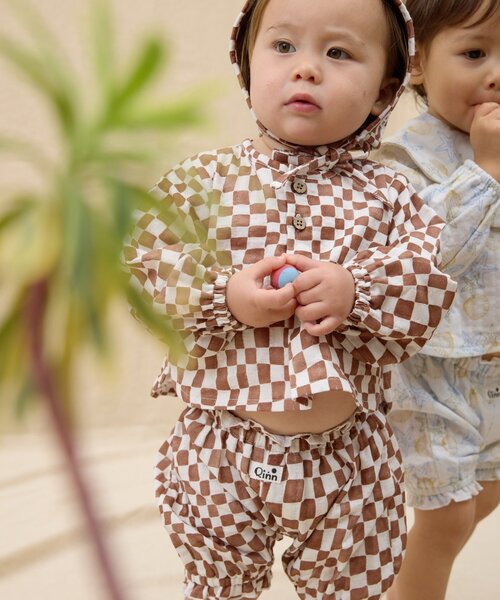 CIAOPANIC TYPY(チャオパニックティピー)の「【BABY】【Qinn】ダブルガーゼヘンリーブラウス:80cm(その他ベビーウェア・キッズ・サックスブルー/ホワイト/ブラウン・80)」の6枚目の写真