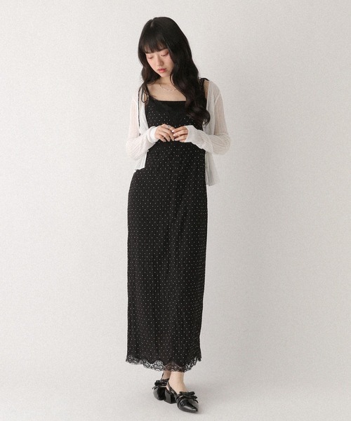 Heather(ヘザー)の「レーストリムナローキャミワンピース 672056(ワンピース・レディース・ホワイト系その他/ブラック系その他/ブルー系その他・FREE)」の3枚目の写真
