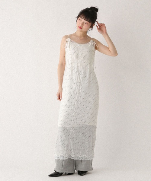 Heather(ヘザー)の「レーストリムナローキャミワンピース 672056(ワンピース・レディース・ホワイト系その他/ブラック系その他/ブルー系その他・FREE)」の5枚目の写真
