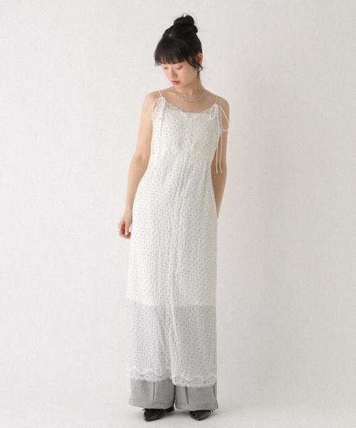 Heather(ヘザー)の「レーストリムナローキャミワンピース 672056(ワンピース・レディース・ホワイト系その他/ブラック系その他/ブルー系その他・FREE)」の6枚目の写真