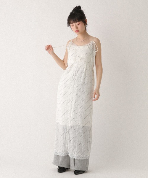 Heather(ヘザー)の「レーストリムナローキャミワンピース 672056(ワンピース・レディース・ホワイト系その他/ブラック系その他/ブルー系その他・FREE)」の7枚目の写真