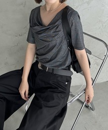 PAGEBOY | ラメドレープカットトップス【ワンショル&オフショル着用可能】(Tシャツ/カットソー)