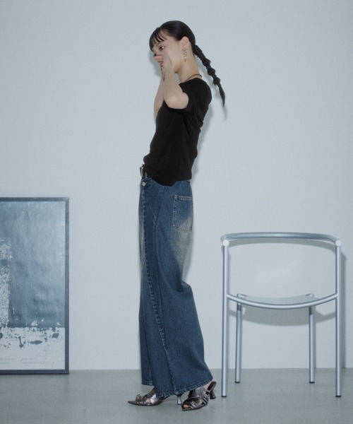 PAGEBOY（ページボーイ）の「ラメドレープカットトップス【ワンショル＆オフショル着用可能】（Tシャツ/カットソー・レディース・グレー/ブラック/ネイビー・FREE）」の5枚目の写真
