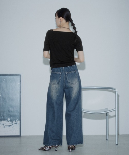 PAGEBOY（ページボーイ）の「ラメドレープカットトップス【ワンショル＆オフショル着用可能】（Tシャツ/カットソー・レディース・グレー/ブラック/ネイビー・FREE）」の6枚目の写真