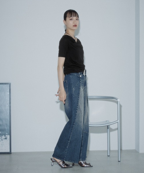 PAGEBOY（ページボーイ）の「ラメドレープカットトップス【ワンショル＆オフショル着用可能】（Tシャツ/カットソー・レディース・グレー/ブラック/ネイビー・FREE）」の7枚目の写真