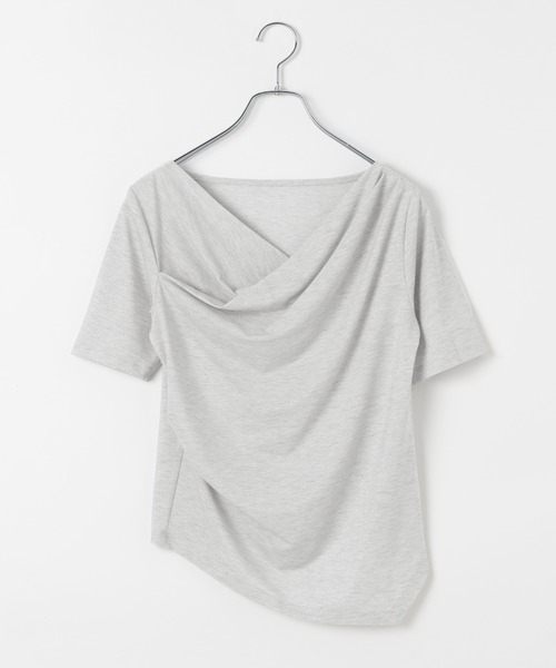 PAGEBOY（ページボーイ）の「ラメドレープカットトップス【ワンショル＆オフショル着用可能】（Tシャツ/カットソー・レディース・グレー/ブラック/ネイビー・FREE）」の18枚目の写真