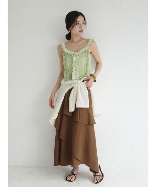 LAGUNAMOON（ラグナムーン）の「フリルデザインノースリニットプルオーバー 【夏服】（ニット/セーター・レディース・グリーン/ブラック/ベージュ・FREE）」の18枚目の写真