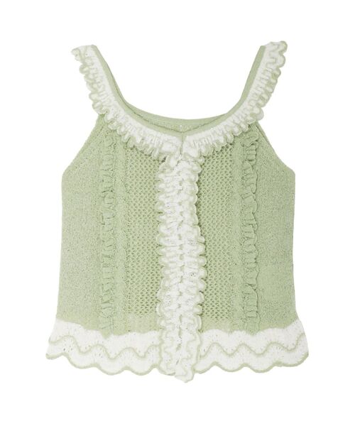 LAGUNAMOON(ラグナムーン)の「フリルデザインノースリニットプルオーバー 【夏服】(ニット/セーター・レディース・グリーン/ブラック/ベージュ・FREE)」の17枚目の写真