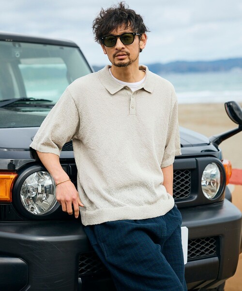 Firsthand(ファーストハンド)の「Firsthand/ファーストハンド ドライタッチ ブークレヤーン ニットポロシャツ(ポロシャツ・メンズ・グリーン/ベージュ/ブラック/ブルー/グレー・MEDIUM/LARGE)」の3枚目の写真