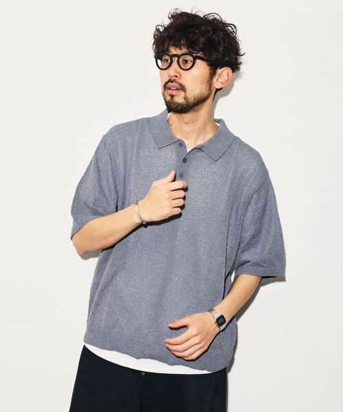 Firsthand(ファーストハンド)の「Firsthand/ファーストハンド ドライタッチ ブークレヤーン ニットポロシャツ(ポロシャツ・メンズ・グリーン/ベージュ/ブラック/ブルー/グレー・MEDIUM/LARGE)」の2枚目の写真