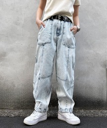 DOUBLE NAME（ダブルネーム）の「USEDオーバーダイ加工デニムパンツ（デニムパンツ）」