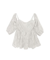 rose jacquard puff tunic