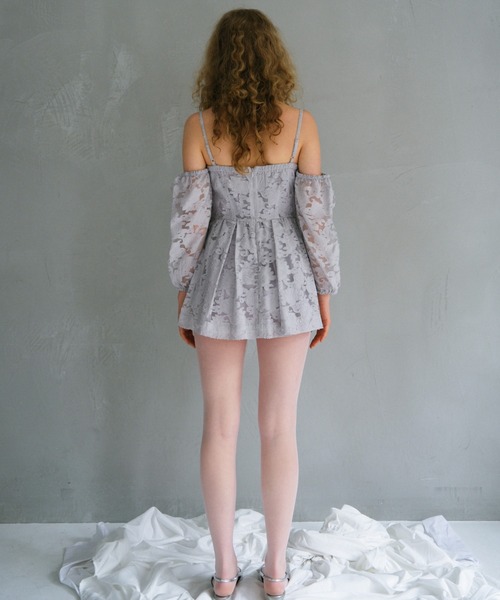 HONEY MI HONEY(ハニーミーハニー)の「rose jacquard puff tunic(チュニック・レディース・グレー/オフホワイト/ブラック・FREE)」の6枚目の写真