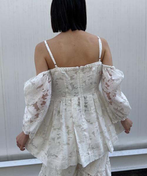 HONEY MI HONEY(ハニーミーハニー)の「rose jacquard puff tunic(チュニック・レディース・グレー/オフホワイト/ブラック・FREE)」の9枚目の写真