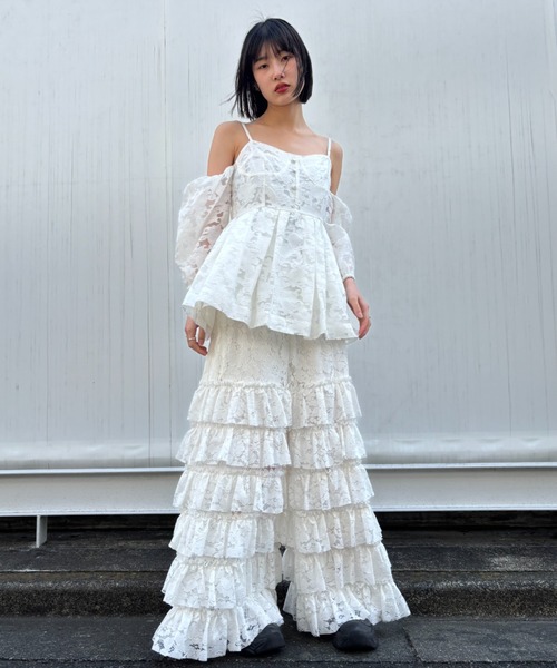 HONEY MI HONEY(ハニーミーハニー)の「rose jacquard puff tunic(チュニック・レディース・グレー/オフホワイト/ブラック・FREE)」の10枚目の写真