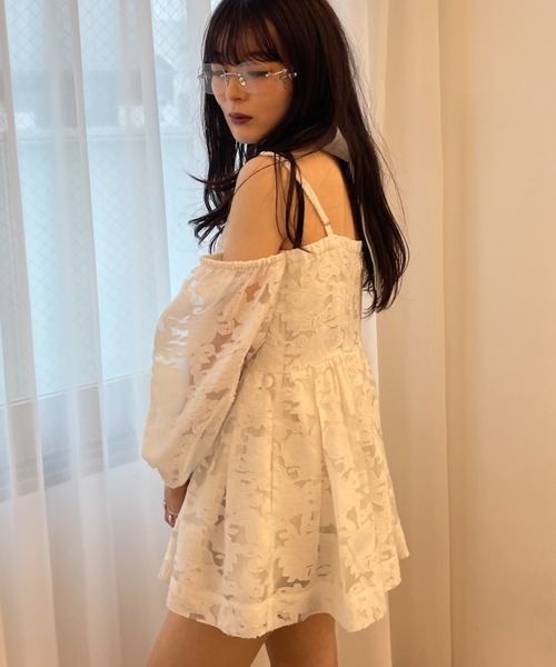 HONEY MI HONEY(ハニーミーハニー)の「rose jacquard puff tunic(チュニック・レディース・グレー/オフホワイト/ブラック・FREE)」の12枚目の写真