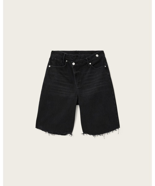 ALLSAINTS（オールセインツ）の「AKI CROSSOVER WIDE LEG SHORTS | AKI クロスオーバー ワイド レッグ ショーツ（デニムパンツ・レディース・ブラック・24/25/26/27）」の7枚目の写真